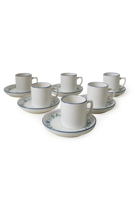 Hermia Juego de Tazas de Café de 12 Piezas - Azul, Verde y Blanco, Cerámica